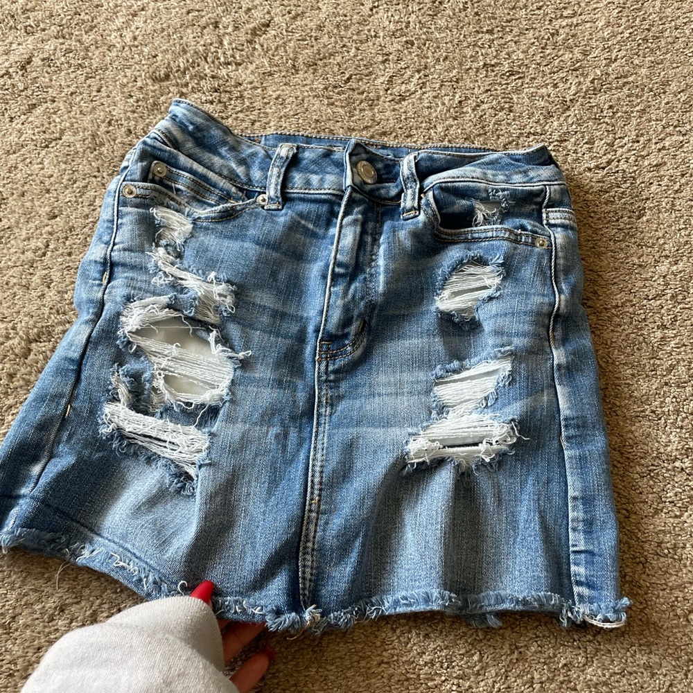 american eagle jean skirt size 2